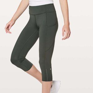 Lululemon Fast & Free Crop II  High Rise Evergreen  *Nulux 19"